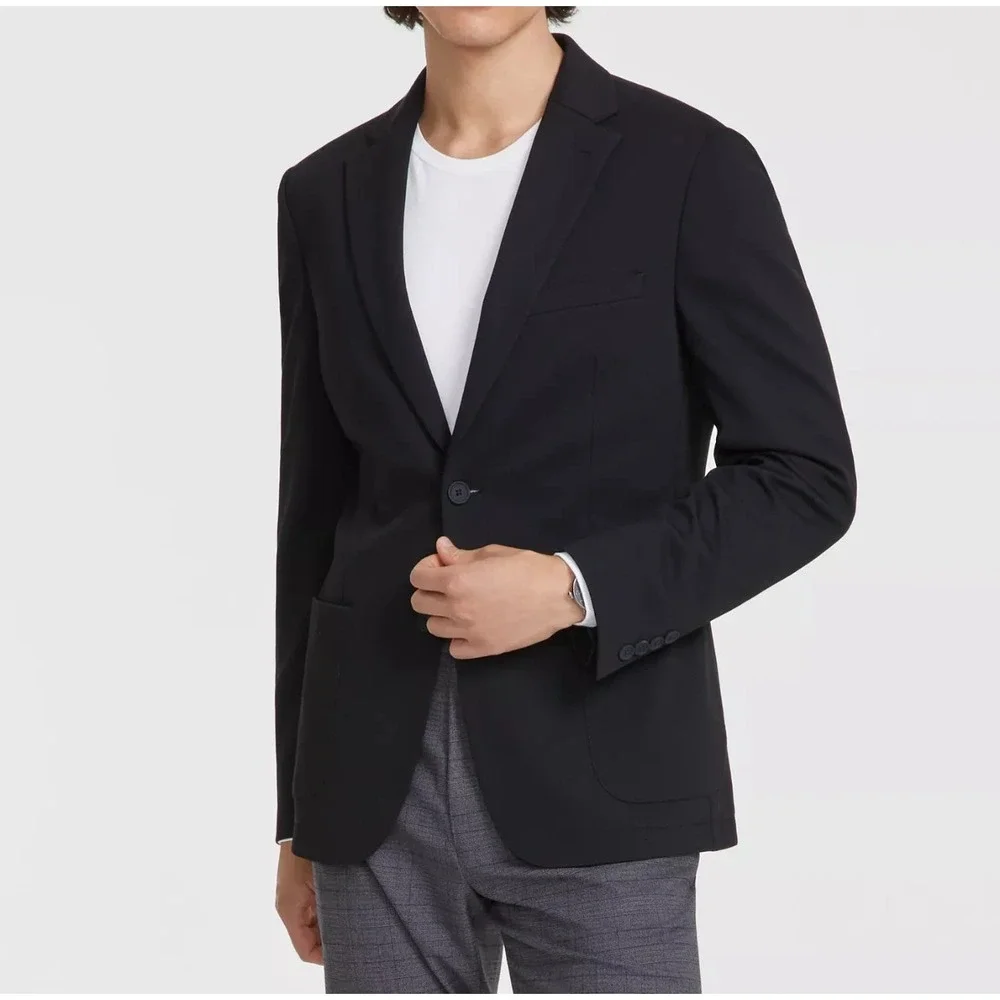 Calvin Klein Men's Black Slim-Fit Solid Knit Jacket Sport Coat Size 44R